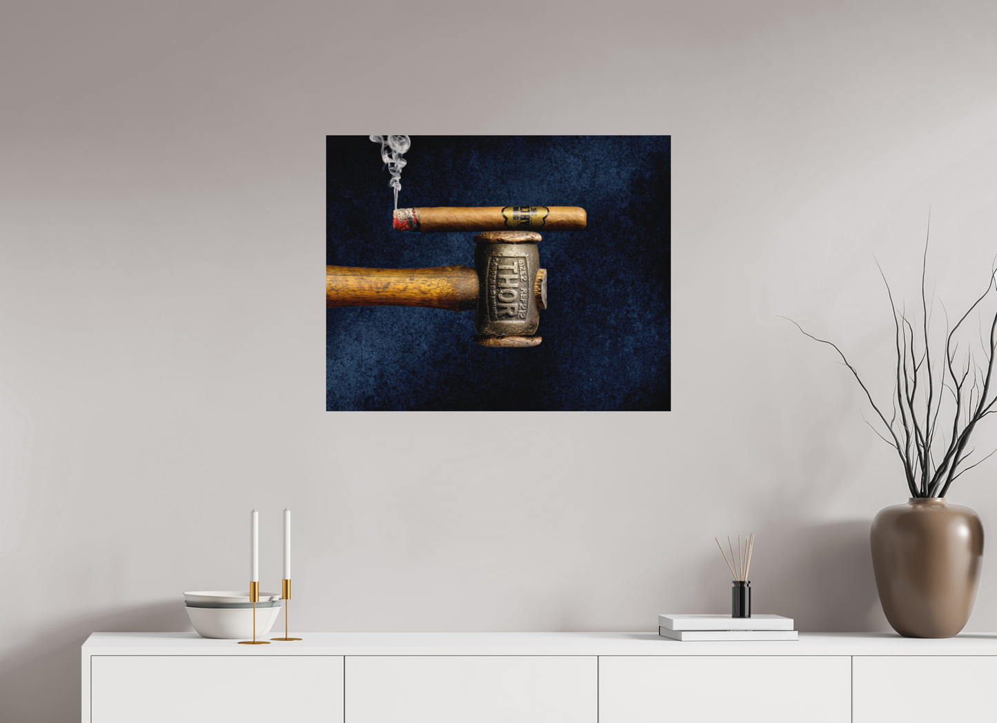 30 x 24″, Metal Print Ready To Hang Filthy Viking - Thors hammer