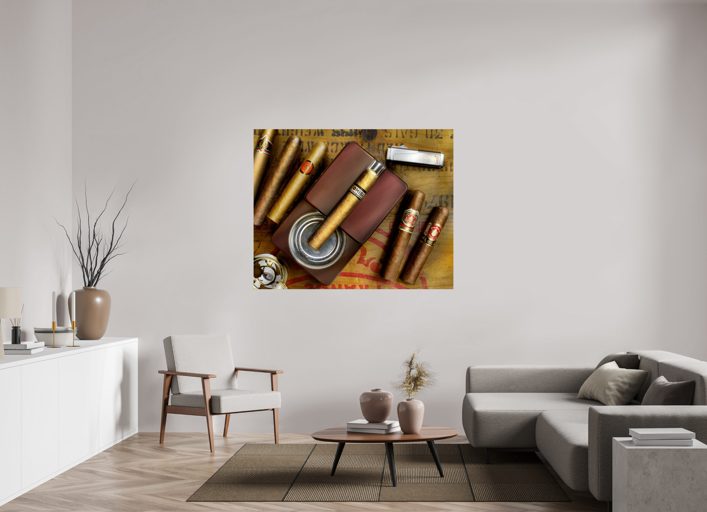 58.6 x 47″, Photo Print On Fuji Crystal DP II cigars with ashtray