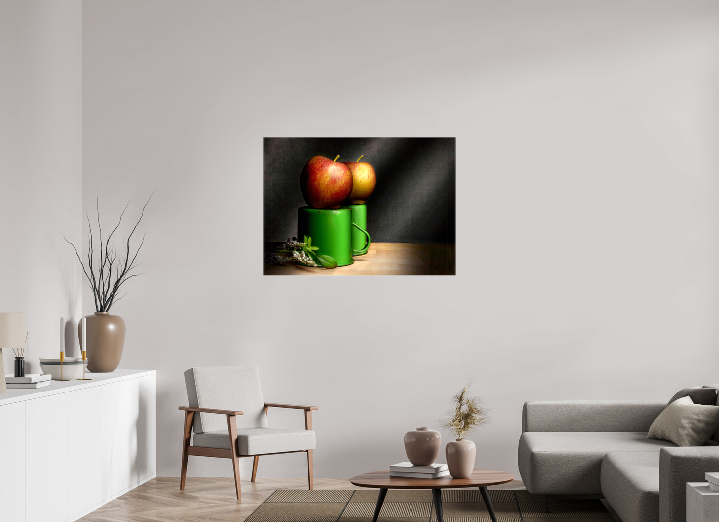43.4 x 31″, Glossy Canvas Cups & Apples | Light Painted Fine Art Print