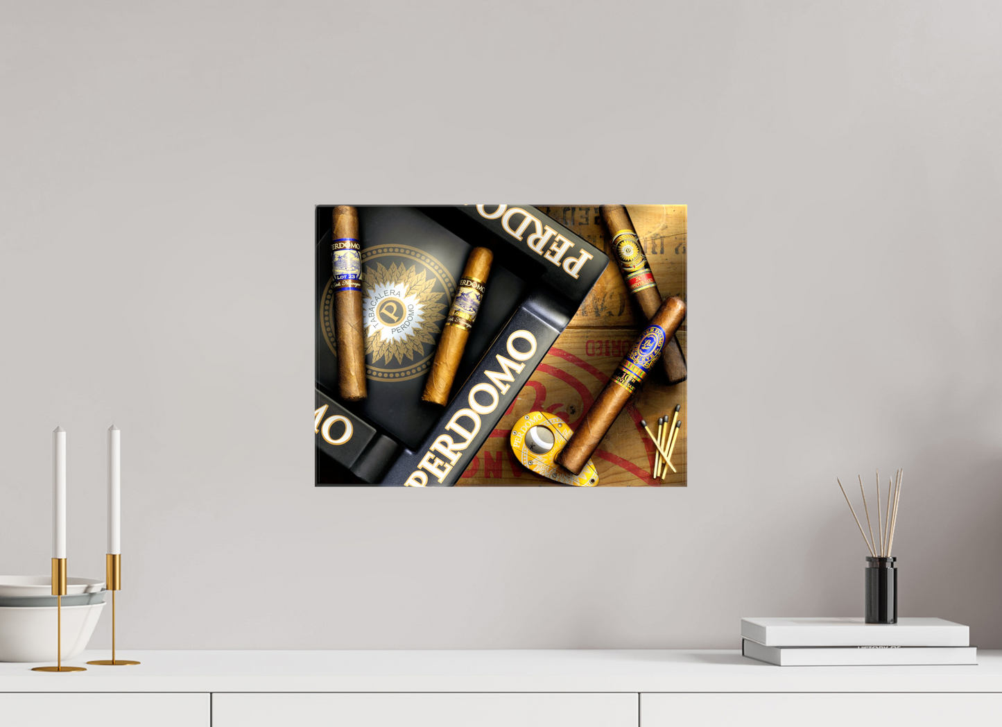 16 x 12″, Glossy Canvas Perdomo Cigar Light Painting | Fine Art Photography for Man Cave & Cigar Lounge