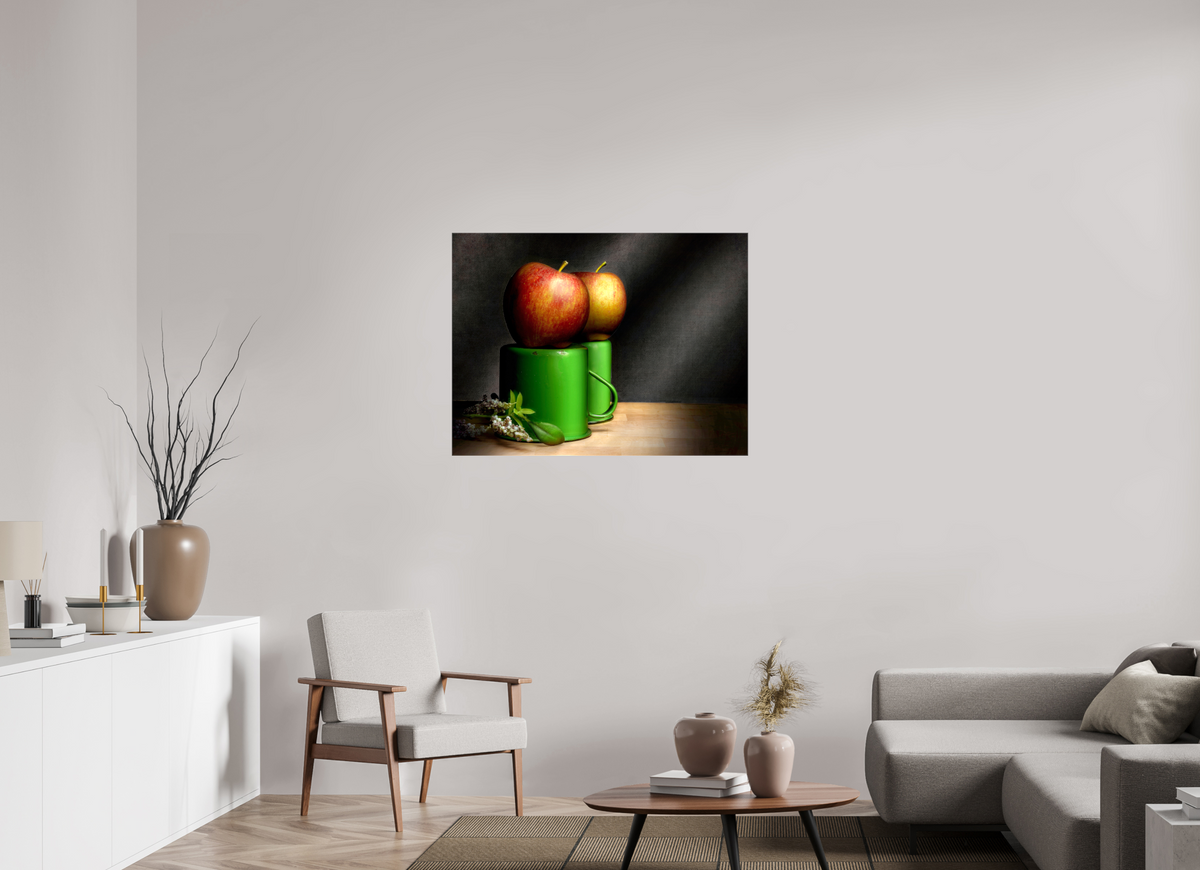 40 x 30″, Glossy Canvas Cups & Apples | Light Painted Fine Art Print