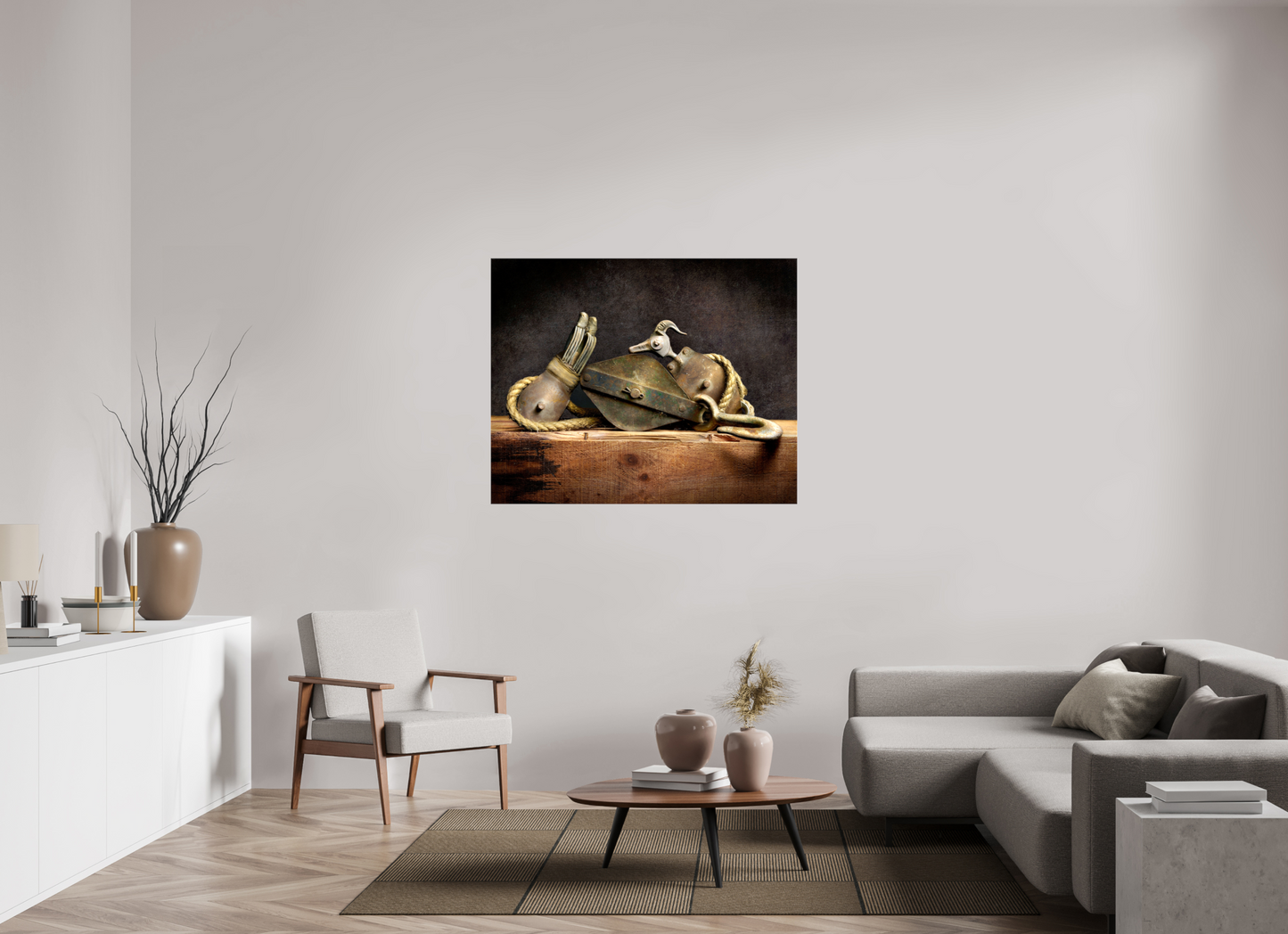 48.7 x 39″, Glossy Canvas Legacy in Light — A Tribute to Grandfather's Tools