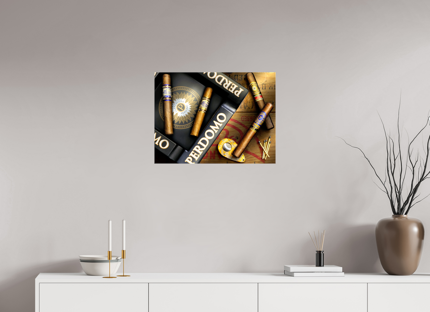 24 x 18″, Glossy Canvas Perdomo Cigar Light Painting | Fine Art Photography for Man Cave & Cigar Lounge