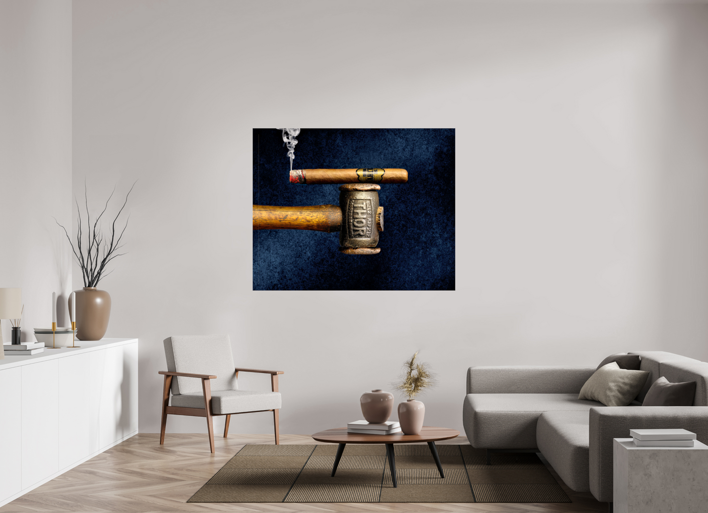 58.7 x 47″, Glossy Canvas Filthy Viking - Thors hammer