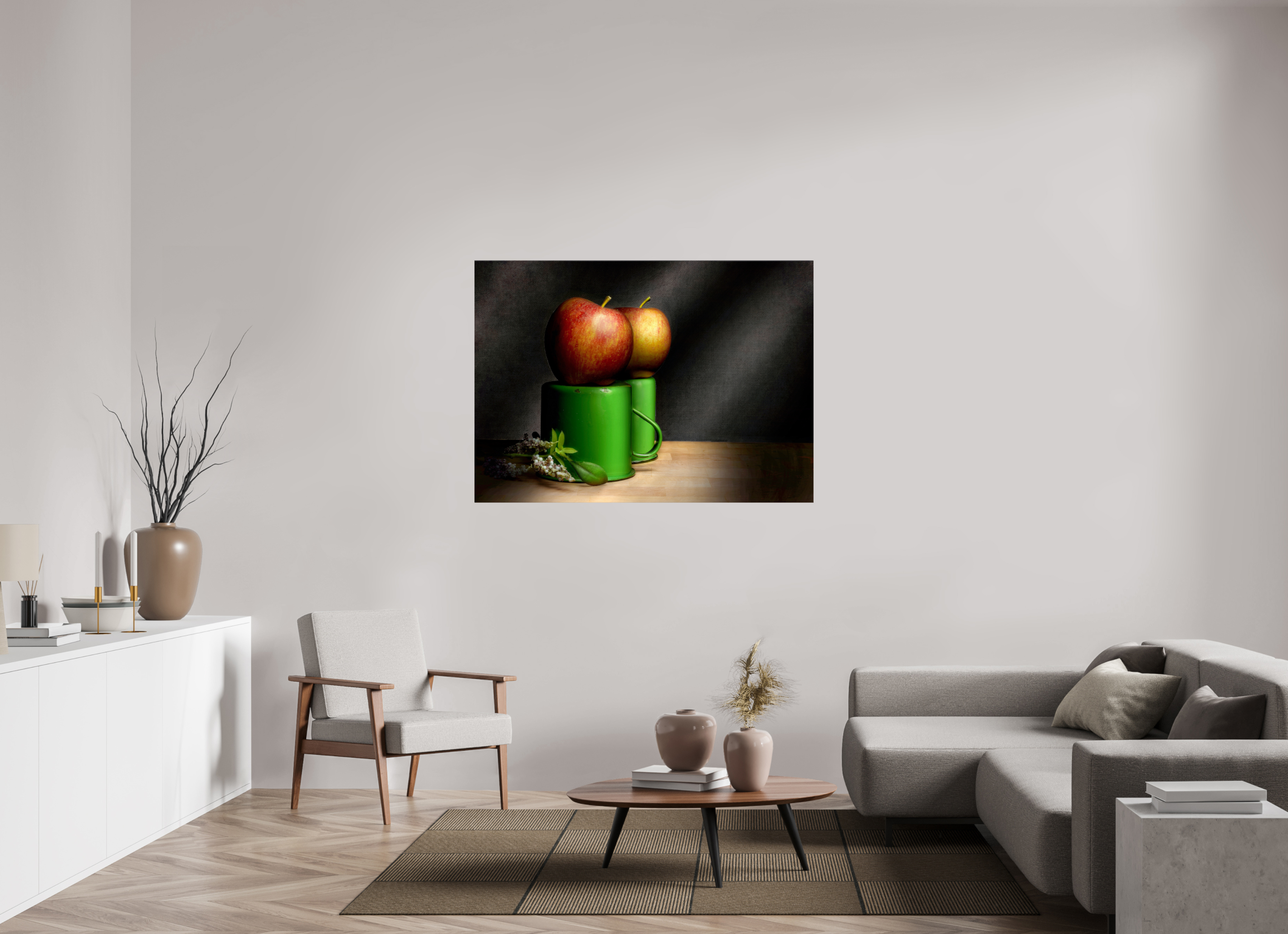 54.6 x 39″, Photo Print On Fuji Crystal DP II Cups & Apples | Light Painted Fine Art Print