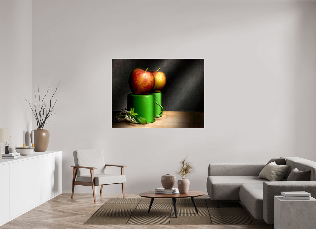 60 x 45″, Glossy Canvas Cups & Apples | Light Painted Fine Art Print