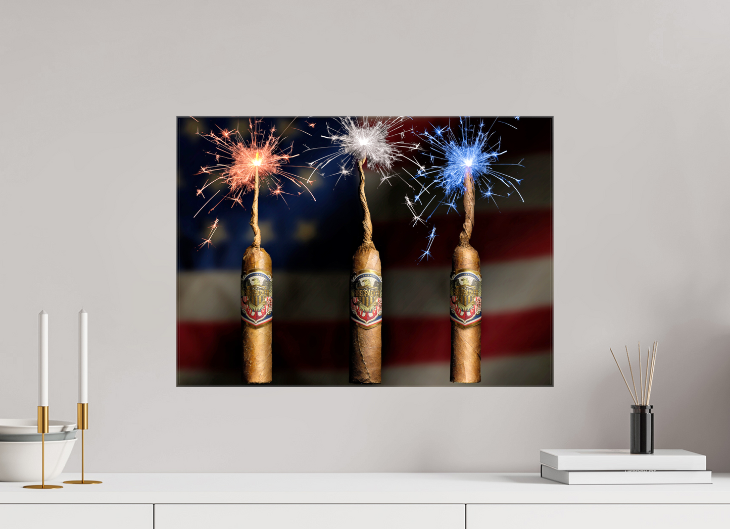 22.4 x 16″, Glossy Canvas firecracker 4th of july 250th anniversary
