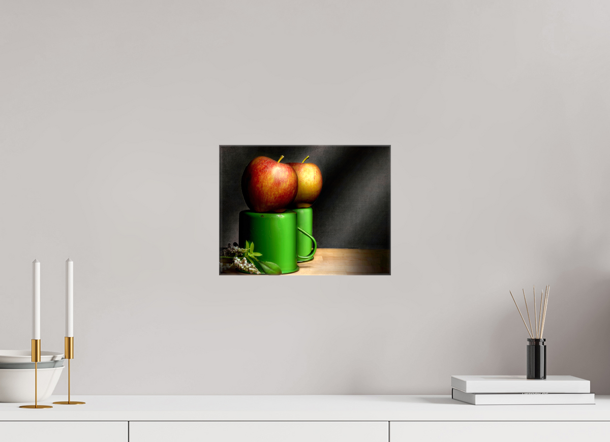 12 x 9″, Glossy Canvas Cups & Apples | Light Painted Fine Art Print