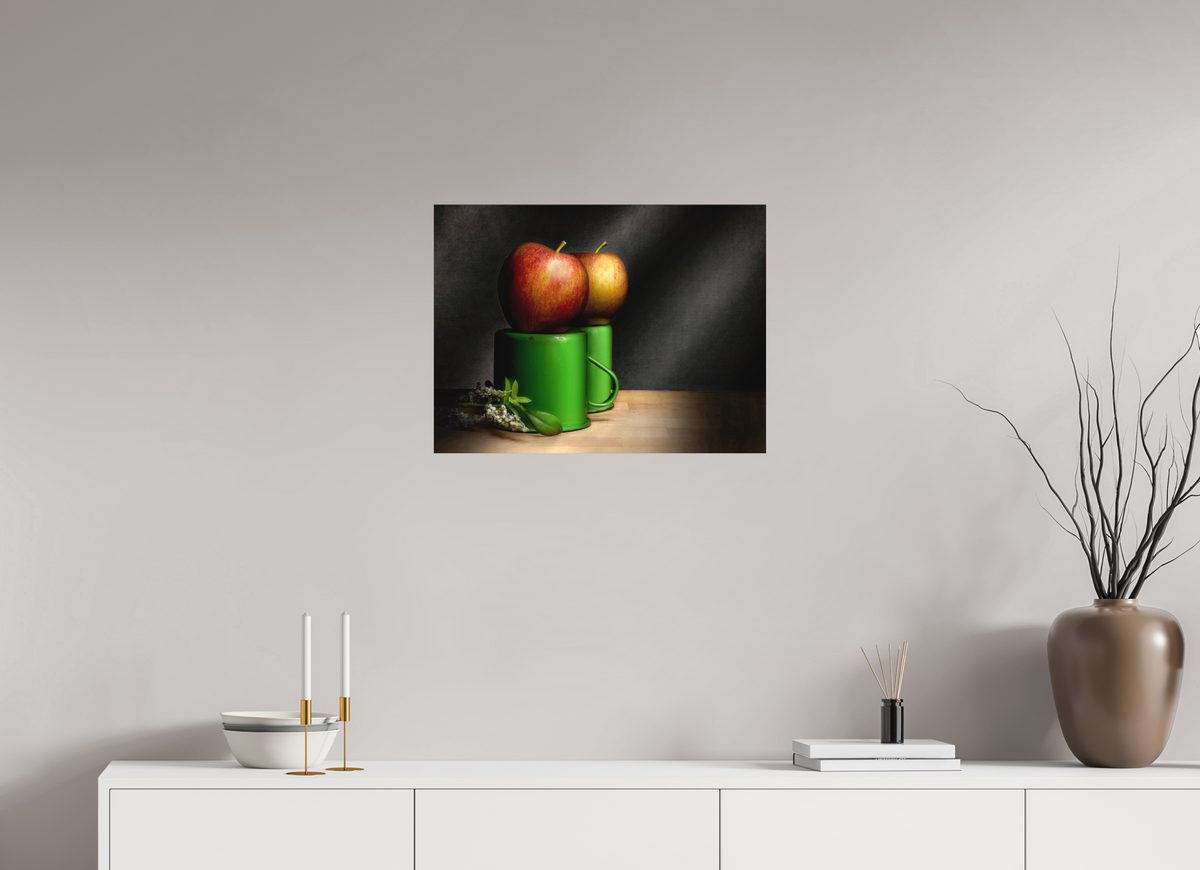24 x 18″, Metal Print Ready To Hang Cups & Apples | Light Painted Fine Art Print