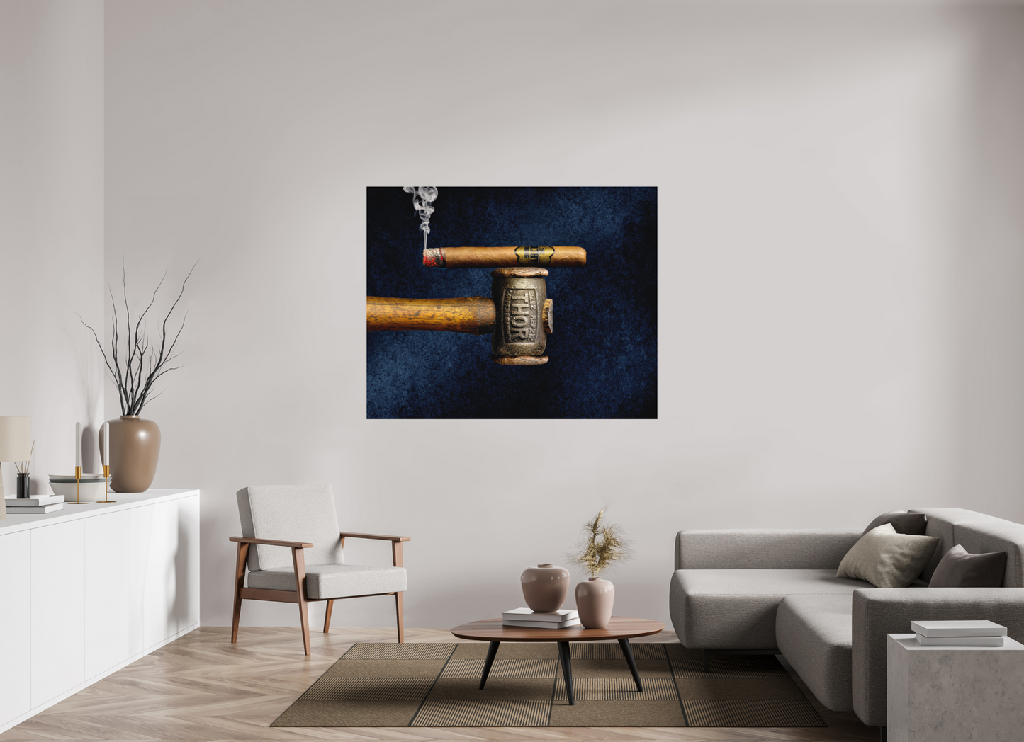 58.7 x 47″, Metal Print Ready To Hang Filthy Viking - Thors hammer
