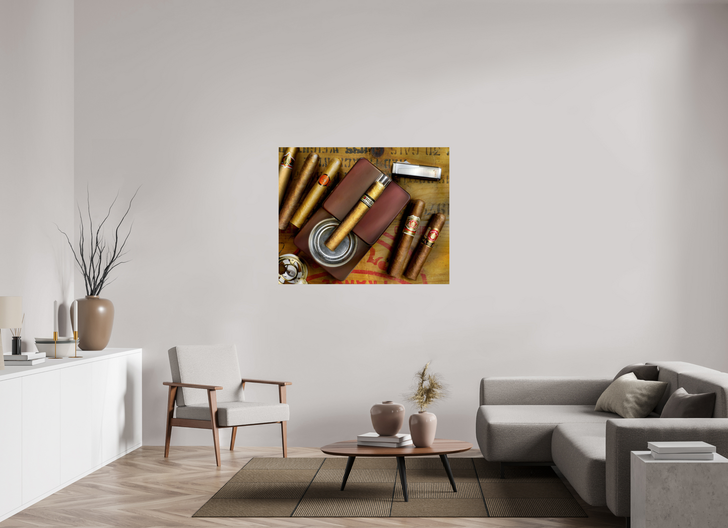48.7 x 39″, Photo Print On Fuji Crystal DP II cigars with ashtray