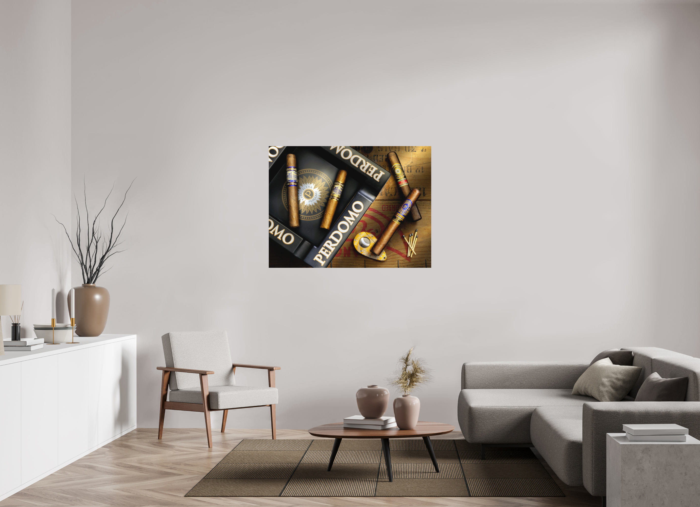 48 x 36″, Metal Print Ready To Hang Perdomo Cigar Light Painting | Fine Art Photography for Man Cave & Cigar Lounge