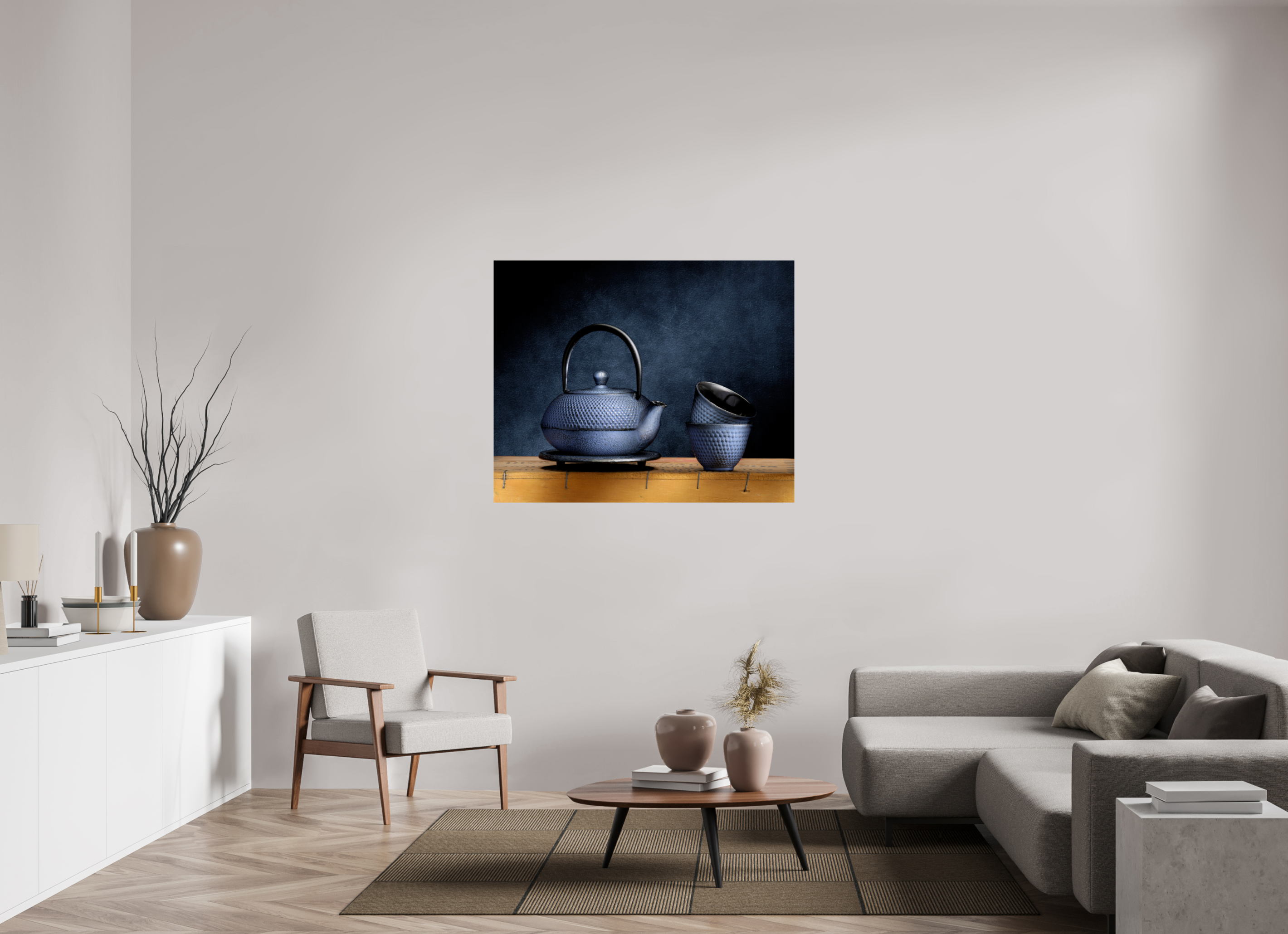 48.4 x 39″, Photo Print On Fuji Crystal DP II Tea Ceremony in Light | Chinese Teapot & Cups Fine Art Print