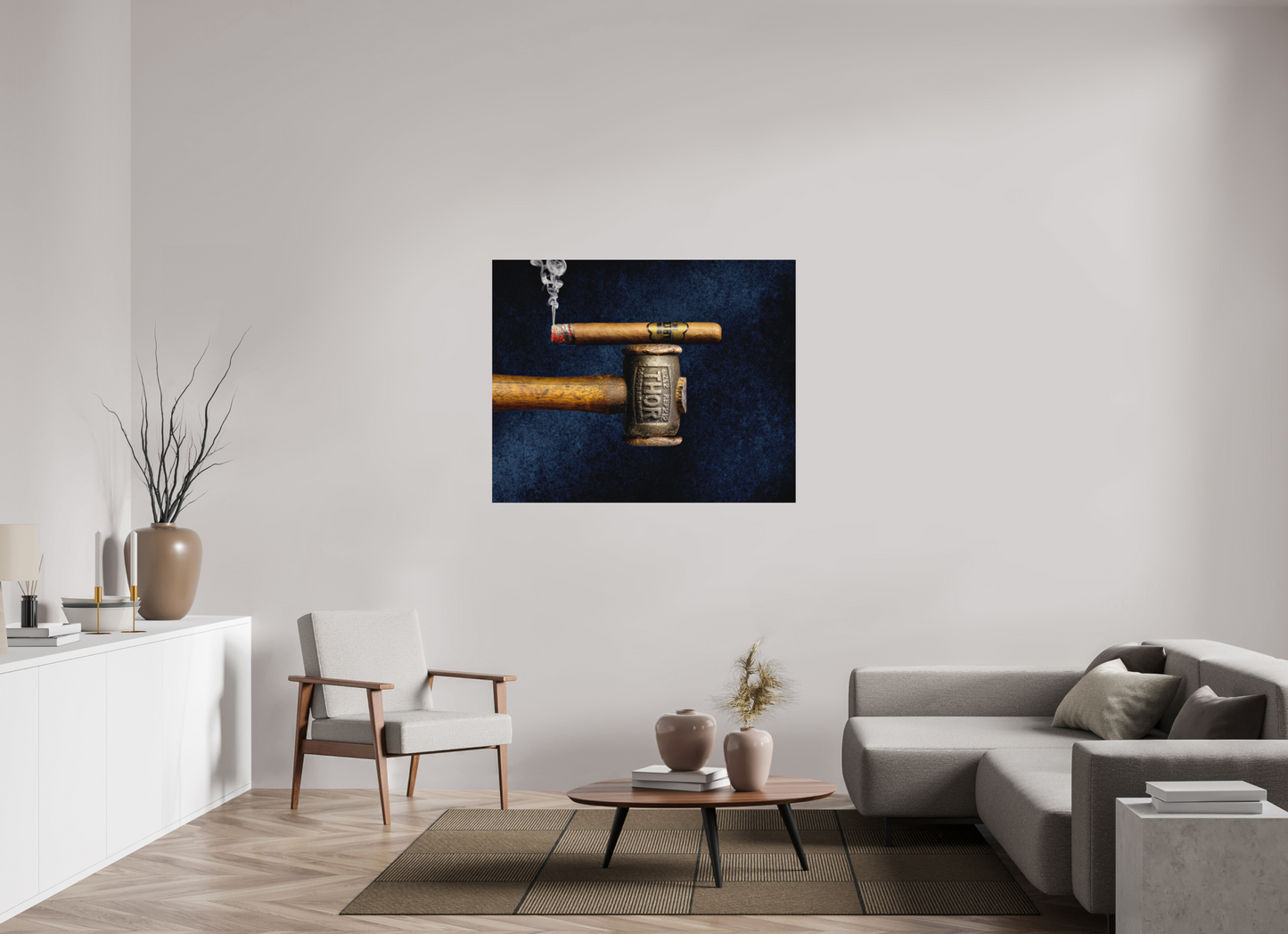 48.7 x 39″, Metal Print Ready To Hang Filthy Viking - Thors hammer