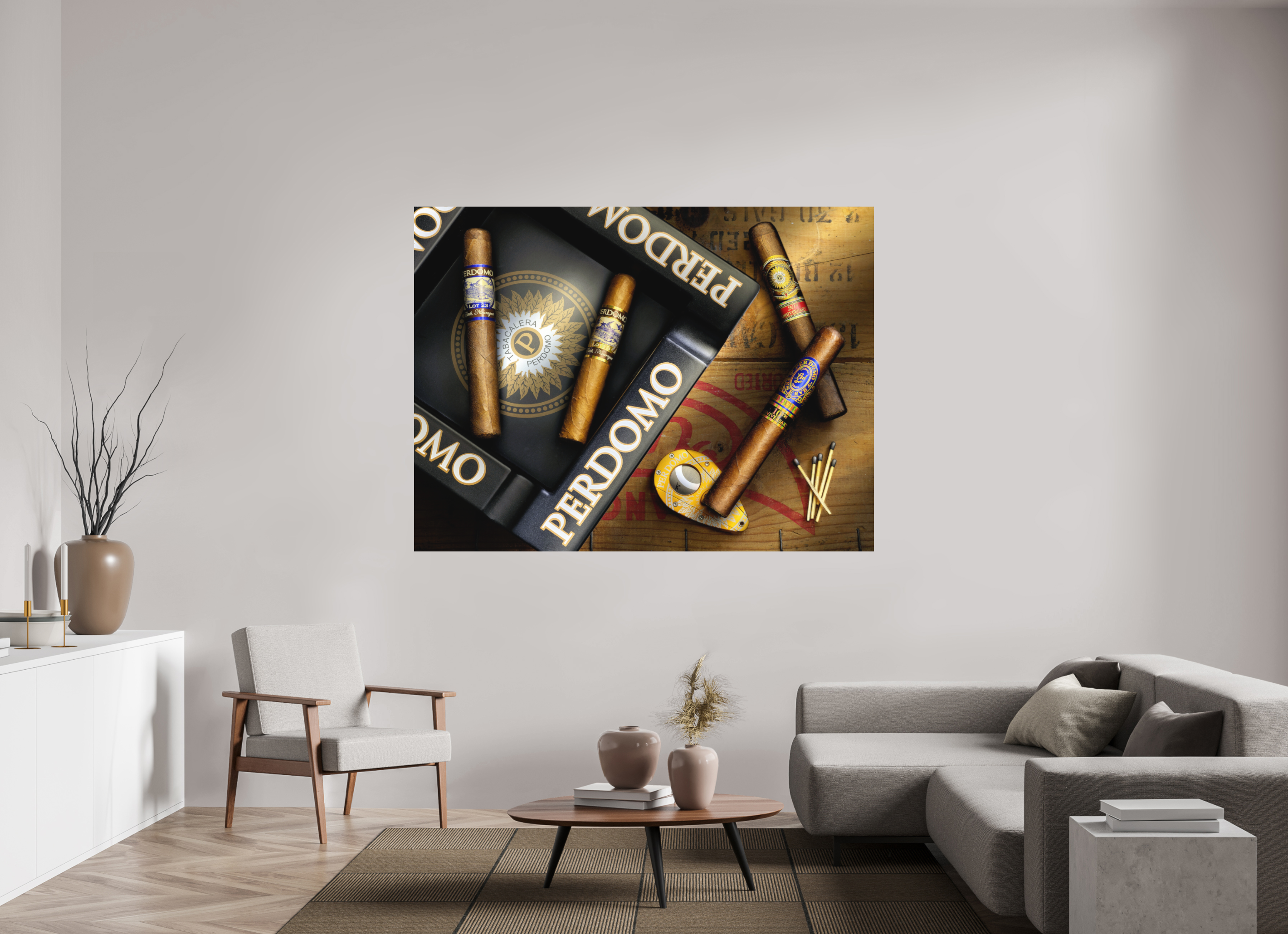 72 x 54″, Metal Print Ready To Hang Perdomo Cigar Light Painting | Fine Art Photography for Man Cave & Cigar Lounge