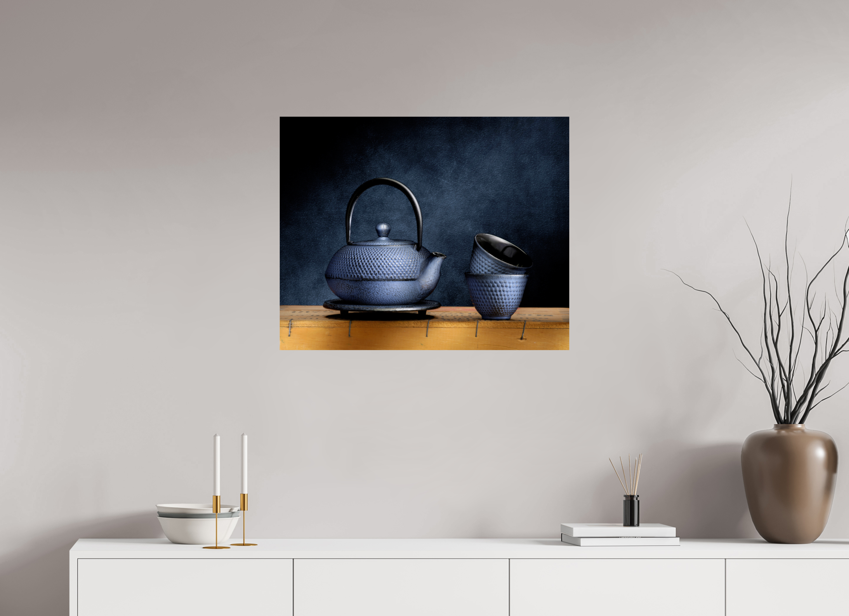 29.8 x 24″, Photo Print On Fuji Crystal DP II Tea Ceremony in Light | Chinese Teapot & Cups Fine Art Print