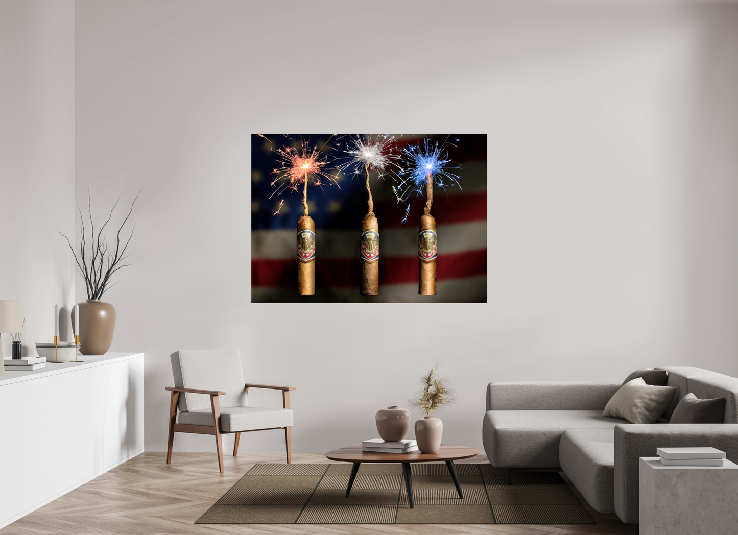 65.8 x 47″, Glossy Canvas firecracker 4th of july 250th anniversary